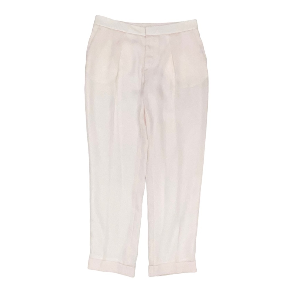 Rag & Bone Pink Silky Lined Leather Waistband Cuffed Trousers Size 2 - Picture 1 of 7